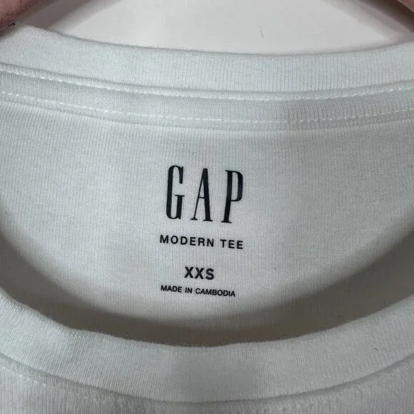 2/$30 GAP Long Sleeve Modern Crew Neck T-Shirt Fresh White XXS #A1145 - Picture 10 of 13